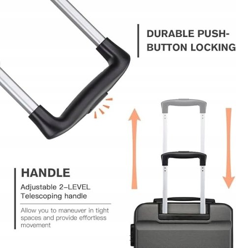 Kono K1991 Lekka twarda walizka z 4 kółkami i zamkiem szyfrowym