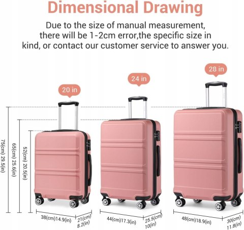 Kono Modny bagaż podręczny lekka walizka podróżna z twardą obudową ABS