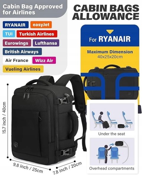 Plecak VANKEV ,323+6 do 20 l czarny