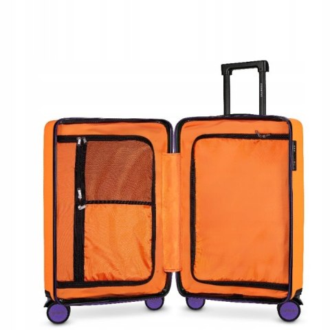 Walizka Kabinowa, Ciche i Skrętne Kółka 360°, Zamek TSA, ABS, Pomarańczowy