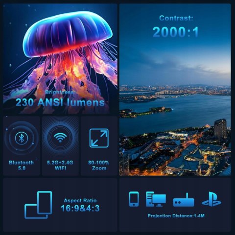 Projekto YEEFON HY 320 mini Full HD 4K, obsługuje WiFi 6, BT5.