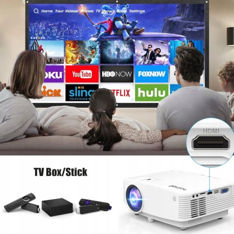 Projektor Puxinat WiFi 1080p Full HD 200 ANSI, przenośny mini projektor LCD