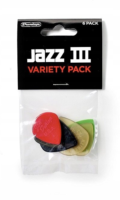 Jim Dunlop Jazz Iii Kostki Gitarowe, Wielokolorowy, 6 Sztuk