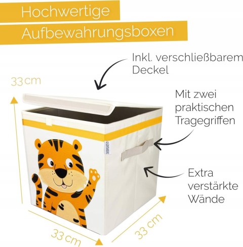 GLÜCKSWOLKE Składane pudełko 33 l dla dzieci 33x33x33 cm tygrys