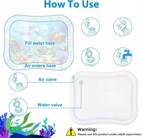 Mata wodna XXL 95 x 76 cm BPA Free dla dzieci od 3 miesięcy