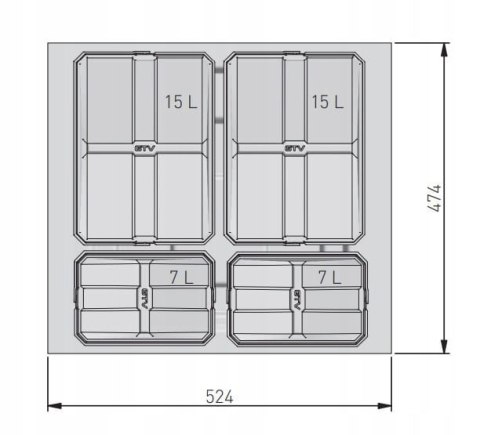 Kosz na śmieci plastik GTV 44l szary