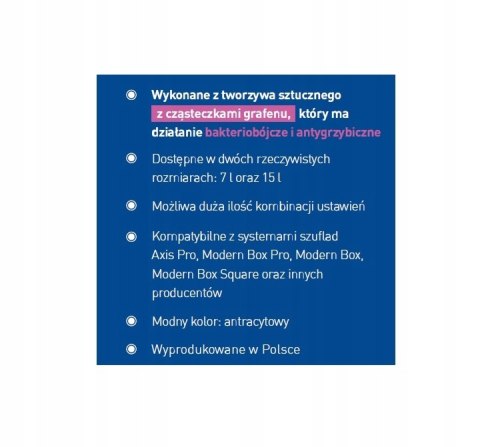 Kosz na śmieci plastik GTV 44l szary