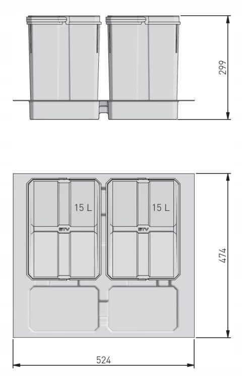 Kosz na śmieci plastik GTV 44l szary