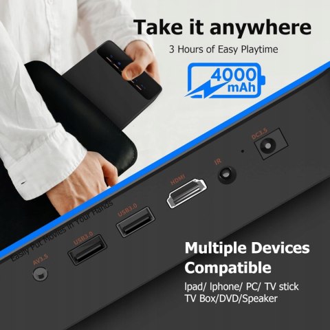 Przenośny projektor staratlas l36 LCoS (150 lm, wbudowana bateria, HDMI)