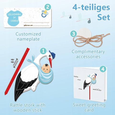 Zestaw ramek babyshower narodziny BRZUCHATKA + BOCIAN + CHMURKA TABLICÓWKA