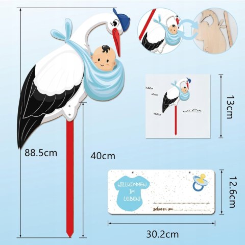 Zestaw ramek babyshower narodziny BRZUCHATKA + BOCIAN + CHMURKA TABLICÓWKA