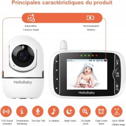 HelloBaby Elektroniczna niania z kamerą HB65 3,2 cala, monitor 360 stopni