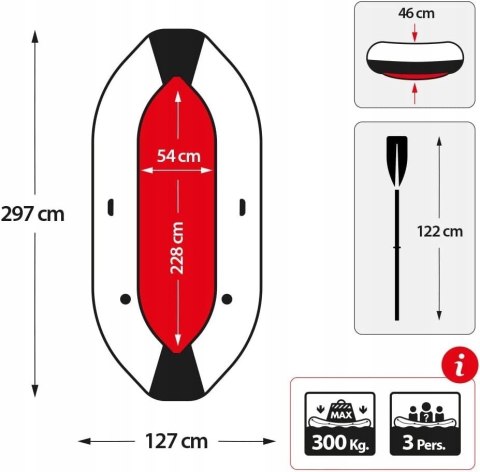 Łódź wiosłowo-motorowa Intex Mariner 3 Intex 297 cm x 127 cm