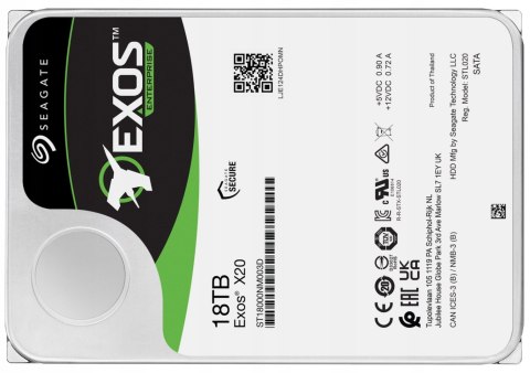 Dysk twardy HDD Seagate Exos X20 18TB SATA III 3,5" ST18000NM003D