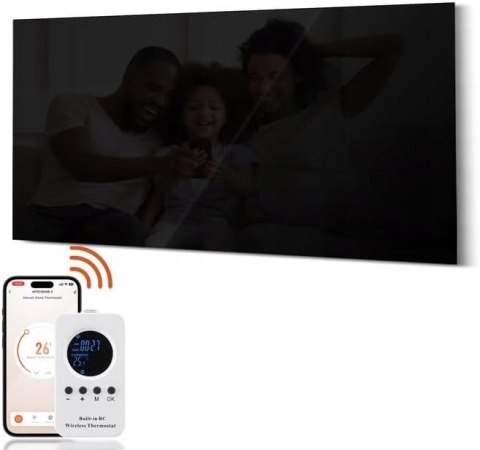 HOCOSYME SZKLANY GRZEJNIK NA PODCZERWIEŃ 120x60 cm 800W Z TERMOSTATEM