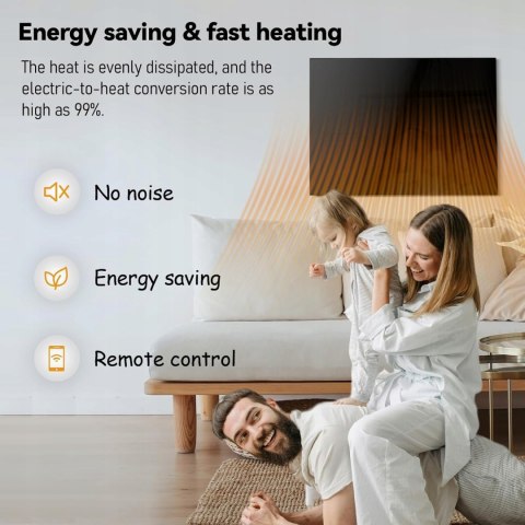 HOCOSYME SZKLANY GRZEJNIK NA PODCZERWIEŃ 120x60 cm 800W Z TERMOSTATEM