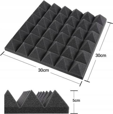 Mata wygłuszająca, panele akustyczne 30 x 30 x 5 cm 24 sztuki AUSLET