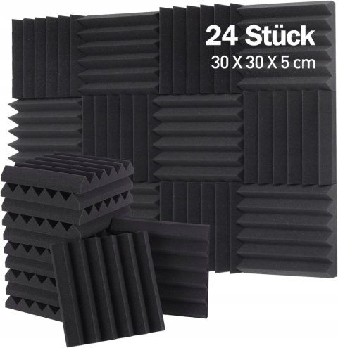 Mata wygłuszająca, panele akustyczne 30 x 30 x 5 cm 24 sztuki AUSLET