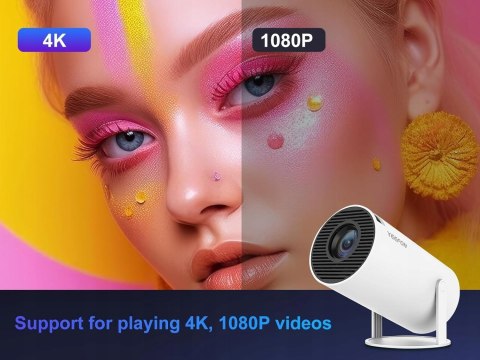 Mini rzutnik YEEFONM HY300, 4K Full HD 1080p 180°, przenośny projektor