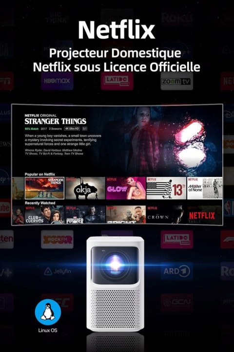 PROJEKTOR Emotn N1 500 ANSI 1080P, WiFi 5G i BT NERFLIX I HBO BIAŁY