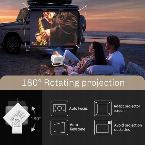 Projektor HIPPUS M11 z WiFi 6 i Bluetooth, projektor 1080P natywny 500 ANSI