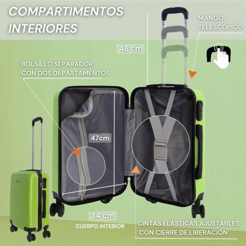 DON ALGODON Walizka twarda kabinowa 55x40x20 cm zielona