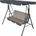 Huśtawka ogrodowa 3 osobowa z baldachimem regulowanym 112 x 160 x 150 cm