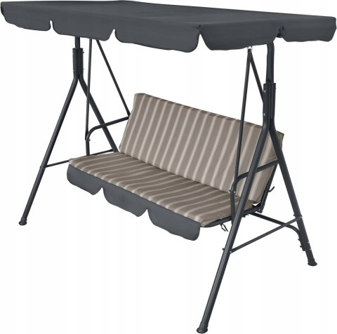 Huśtawka ogrodowa 3 osobowa z baldachimem regulowanym 112 x 160 x 150 cm