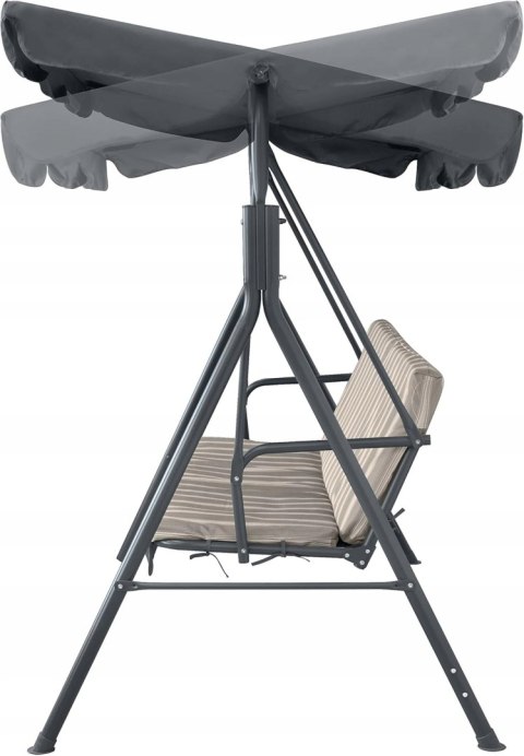 Huśtawka ogrodowa 3 osobowa z baldachimem regulowanym 112 x 160 x 150 cm