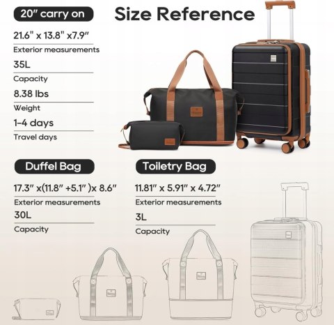 Imiomo TR003 walizka na Bagaż podręczny 20" z praktyczną torbą