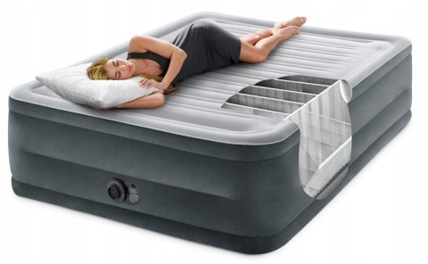 Materac dwuosobowy Intex 203 x 152 x 56 cm szary wbudowana pompka
