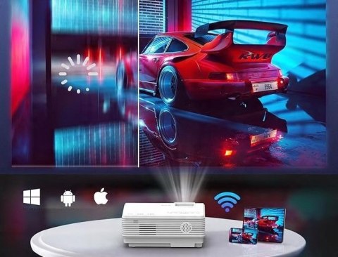 PRZENOŚNY PROJEKTOR WIFI BLUETOOTH AKATUO 12000L FULL HD 1080P 50% ZOOM