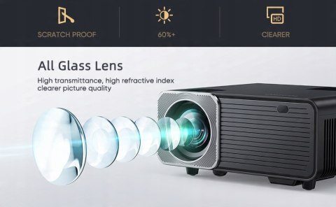 Projektor TOPTRO TR22 CZARNY 1080P 4K FULL HD KOREKCJA WIFI 5G BLUETOOTH