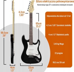 3rd Avenue XF203ABKPK Gitara elektryczna pełnowymiarowa 4/4