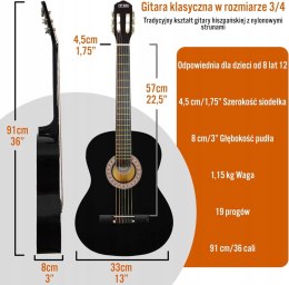 3rd Avenue Hiszpańska gitara klasyczna Kids , w rozmiarze 3/4