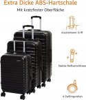 Amazon Basics Twarde walizki czarna, zestaw 3 sztuk (55 cm, 68 cm, 78 cm)