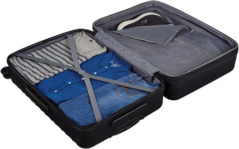 Amazon Basics Twarde walizki czarna, zestaw 3 sztuk (55 cm, 68 cm, 78 cm)