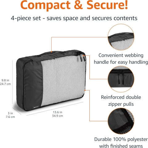 4x Organizer Amazon Basics 34,9 x 24,8 x 7,6 cm czarny