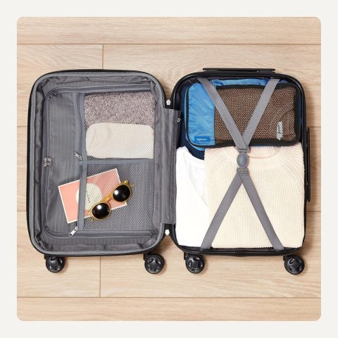 Amazon Basics Twarda walizka średnia niebieska 68 cm