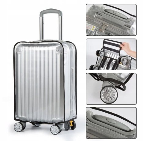 Aomiduo 2 sztuki przezroczystych pokrowców na walizkę z PCW 80 cm 30"