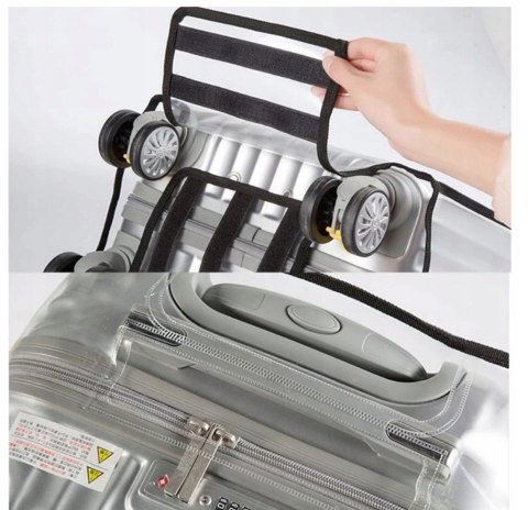 Aomiduo 2 sztuki przezroczystych pokrowców na walizkę z PCW 80 cm 30"