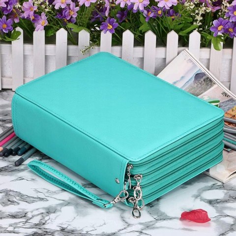 BTSKY skórzany piórnik z PU 200, składany, wielowarstwowy,