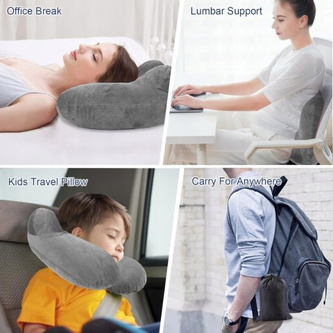 DMUCHANA PODUSZKA PODRÓŻNA NA SZYJĘ W KOLORZE SZARYM r. L