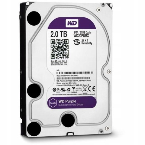 Dysk twardy Western Digital purple WD20PURZ; 2TB SATA III 3,5"