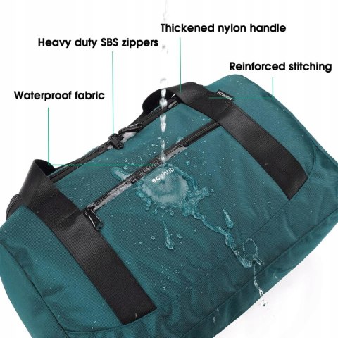 ECOHUB TORBA PODRĘCZNA Z PASKIEM KABINOWA RYANAIR 20 L 40x20x25cm ZIELONA