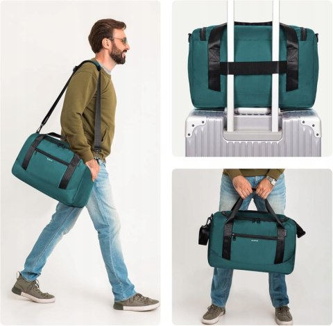 ECOHUB TORBA PODRĘCZNA Z PASKIEM KABINOWA RYANAIR 20 L 40x20x25cm ZIELONA