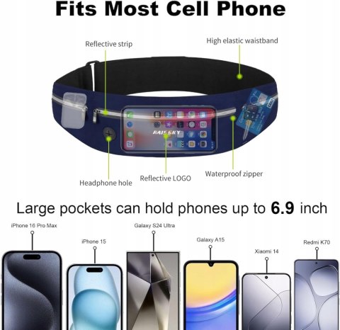 HAISSKY saszetka biodrowa do biegania na telefon 1972 niebieski
