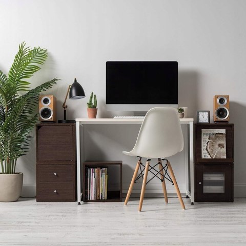 Iris Ohyama drewniana szafka z drzwiczkami QR-34D - Brązowy