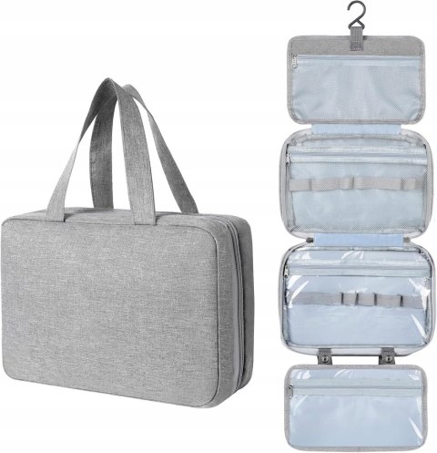 Kosmetyczka AiQInu Kosmetyczka rozkładana podróżna szary