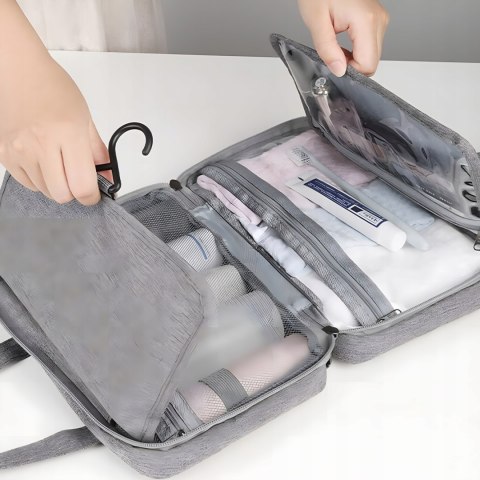 Kosmetyczka AiQInu Kosmetyczka rozkładana podróżna szary